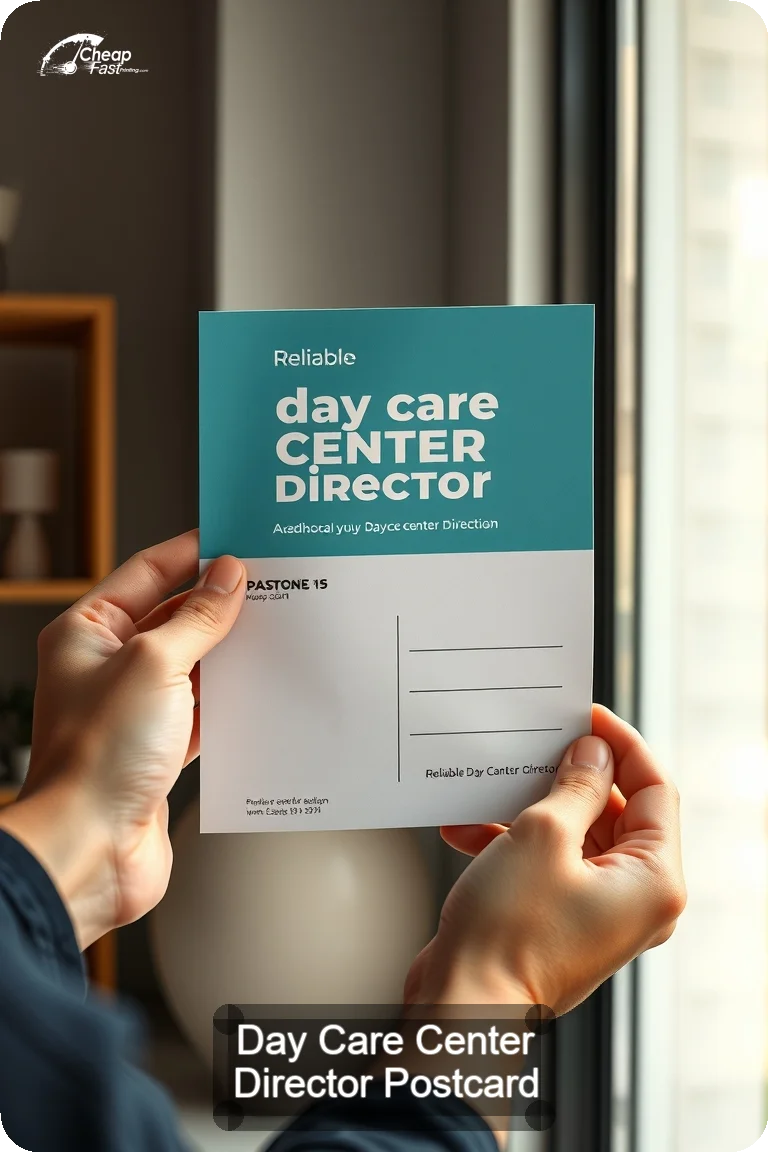 Day Care Center Director Postcard Sample 07 · 4.5" x 11" design sample