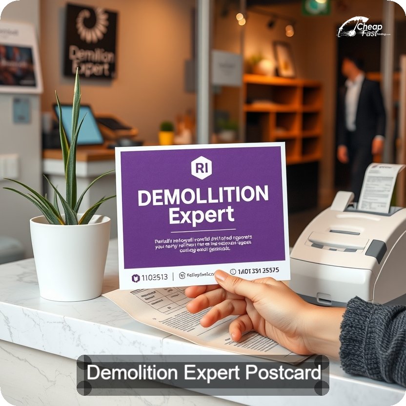 Demolition Expert Postcard Sample 02 · 5" x 5" design sample