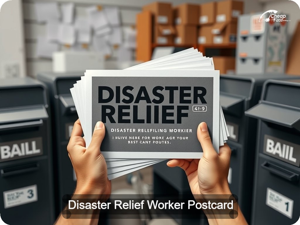 Disaster Relief Worker Postcard Sample 01 · 6.5" x 9" design sample