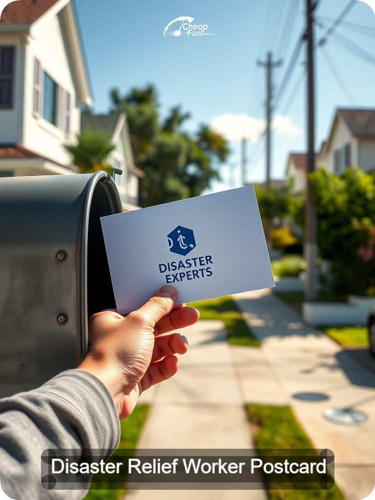 Disaster Relief Worker Postcard Sample 04 · 5" x 7" design sample