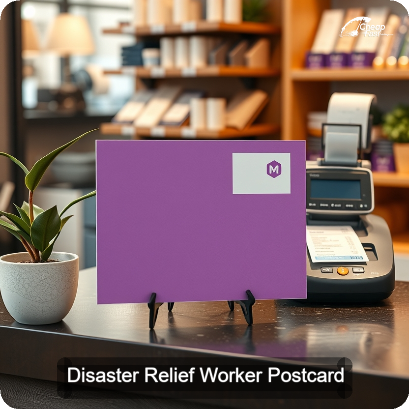 Disaster Relief Worker Postcard Sample 07 · 5" x 5" design sample