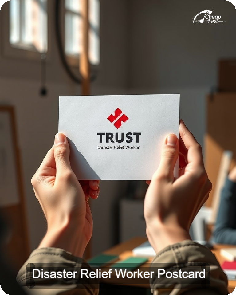 Disaster Relief Worker Postcard Sample 08 · 4.25" x 5.5" design sample