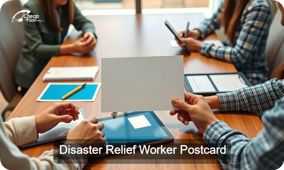 Disaster Relief Worker Postcard Sample 09 · 4" x 9" design sample