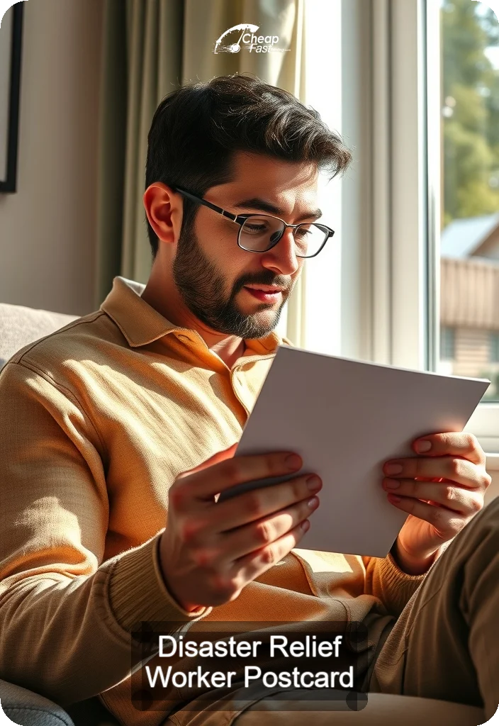 Disaster Relief Worker Postcard Sample 10 · 4.5" x 6.5" design sample