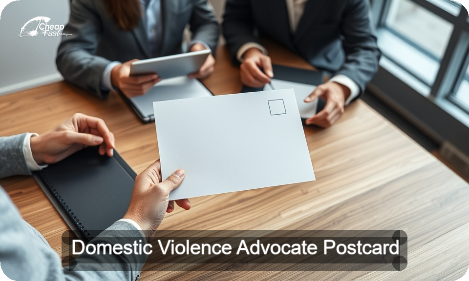 Domestic Violence Advocate Postcard Sample 09 · 4" x 9" design sample