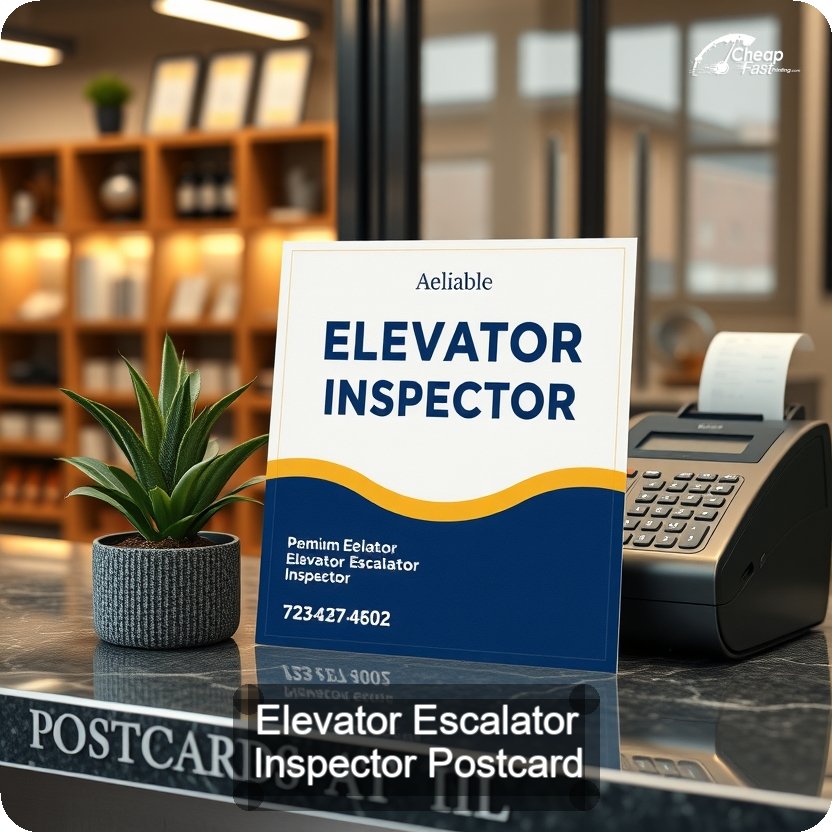 Elevator Escalator Inspector Postcard Sample 02 · 5" x 5" design sample