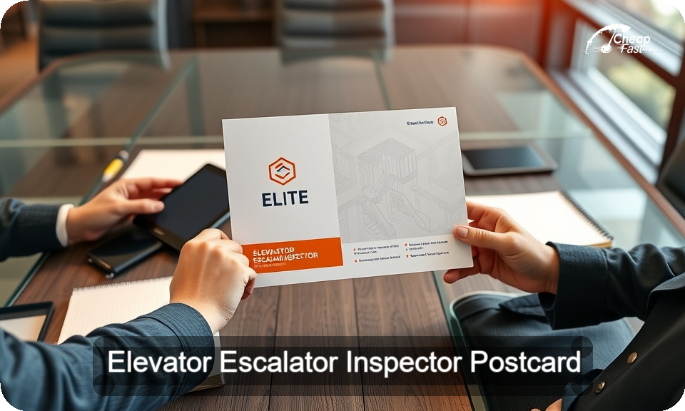 Elevator Escalator Inspector Postcard Sample 04 · 4" x 9" design sample