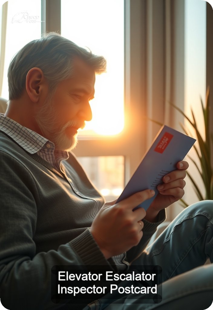 Elevator Escalator Inspector Postcard Sample 05 · 4.5" x 6.5" design sample