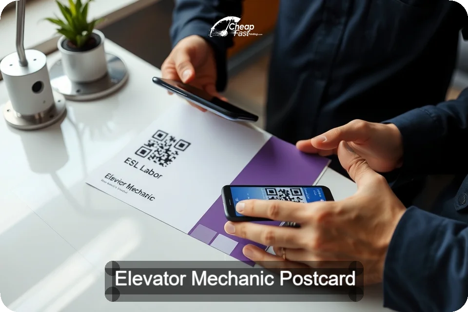 Elevator Mechanic Postcard Sample 01 · 6" x 9" design sample