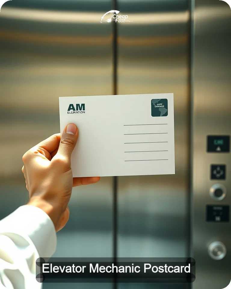 Elevator Mechanic Postcard Sample 04 · 4.25" x 5.5" design sample