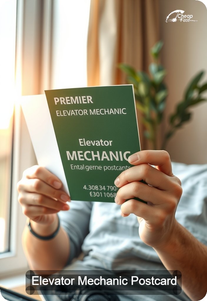 Elevator Mechanic Postcard Sample 06 · 4.5" x 6.5" design sample