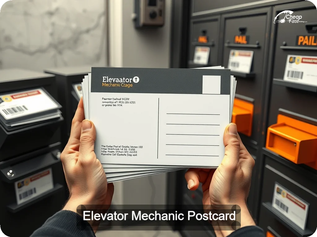 Elevator Mechanic Postcard Sample 07 · 6.5" x 9" design sample