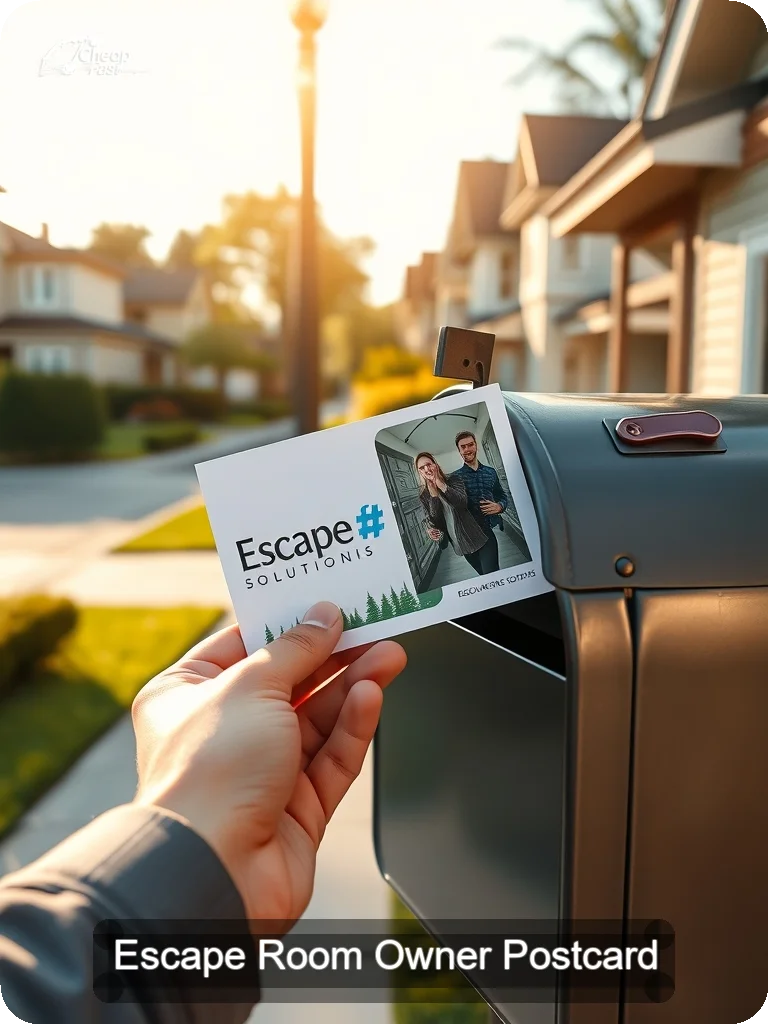 Escape Room Owner Postcard Sample 02 · 5" x 7" design sample