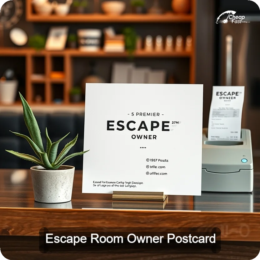 Escape Room Owner Postcard Sample 05 · 5" x 5" design sample