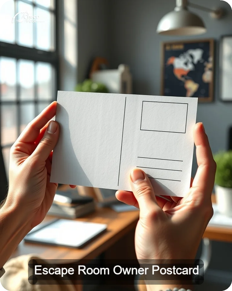 Escape Room Owner Postcard Sample 06 · 4.25" x 5.5" design sample