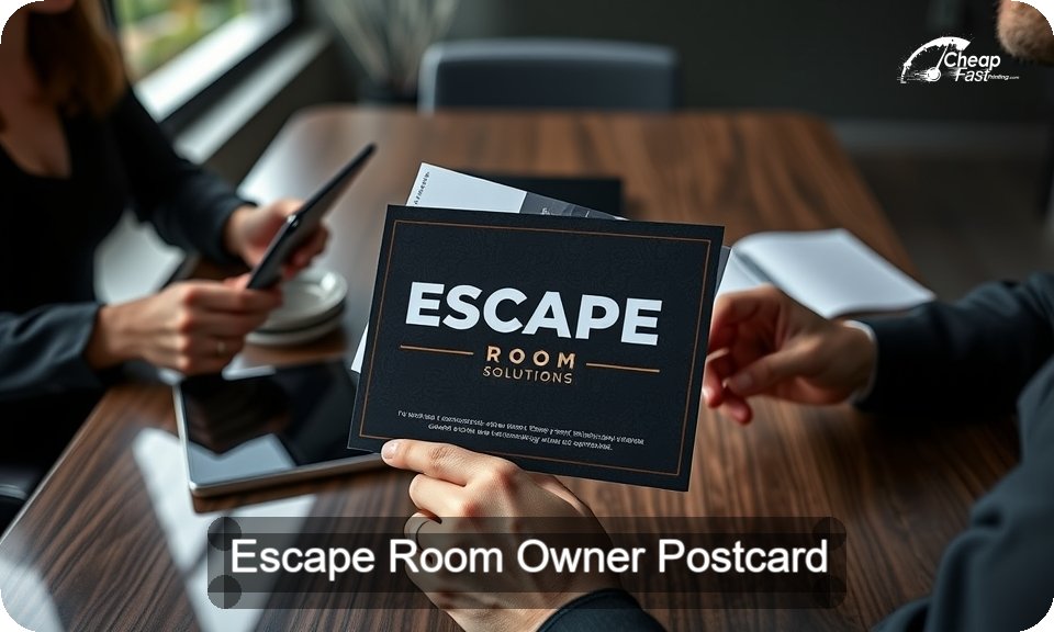 Escape Room Owner Postcard Sample 07 · 4" x 9" design sample