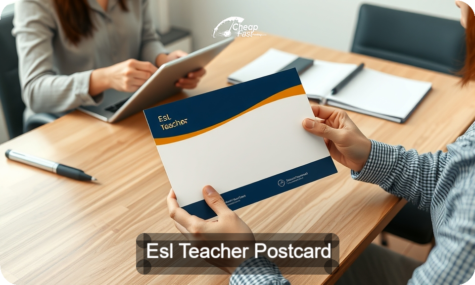 Esl Teacher Postcard Sample 08 · 4" x 9" design sample