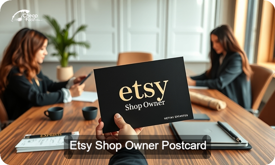 Etsy Shop Owner Postcard Sample 09 · 4" x 9" design sample