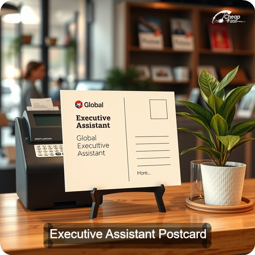 Executive Assistant Postcard Sample 07 · 5" x 5" design sample