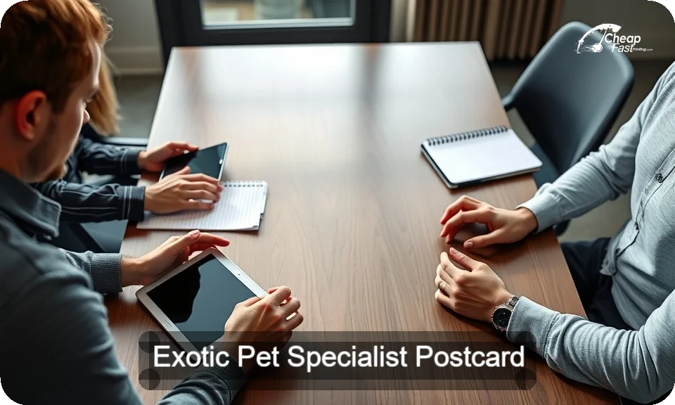 Exotic Pet Specialist Postcard Sample 03 · 4" x 9" design sample