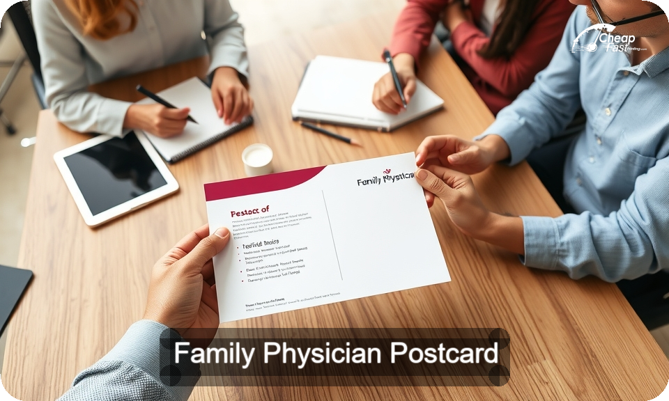 Family Physician Postcard Sample 10 · 4" x 9" design sample