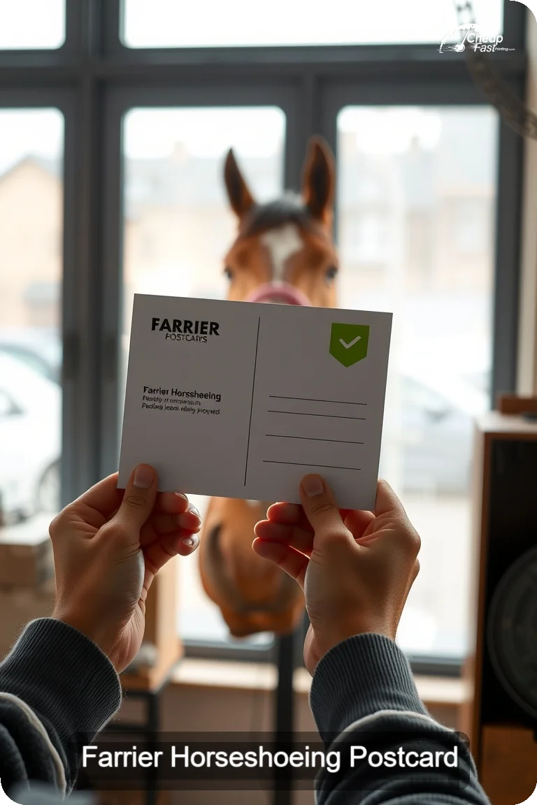 Farrier Horseshoeing Postcard Sample 01 · 4.5" x 11" design sample