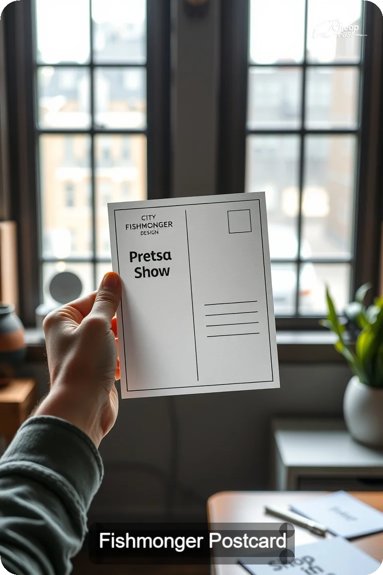 Fishmonger Postcard Sample 04 · 4.5" x 11" design sample