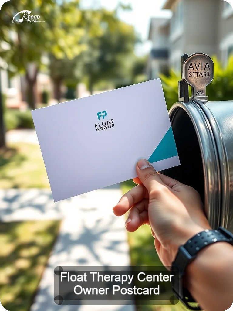 Float Therapy Center Owner Postcard Sample 01 · 5" x 7" design sample