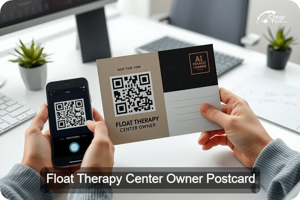 Float Therapy Center Owner Postcard Sample 02 · 6" x 9" design sample