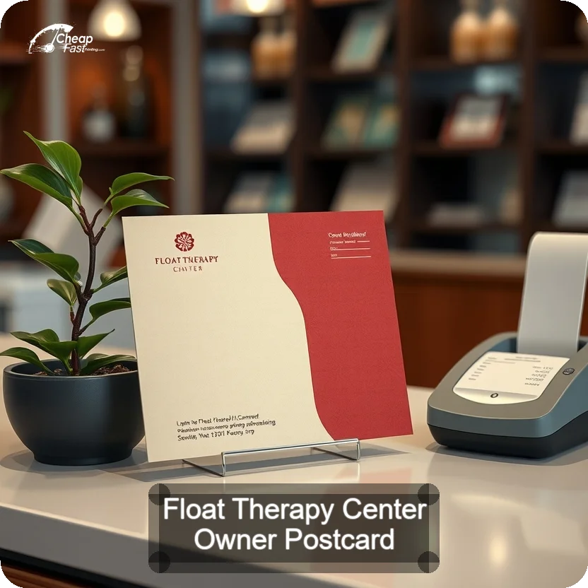 Float Therapy Center Owner Postcard Sample 04 · 5" x 5" design sample