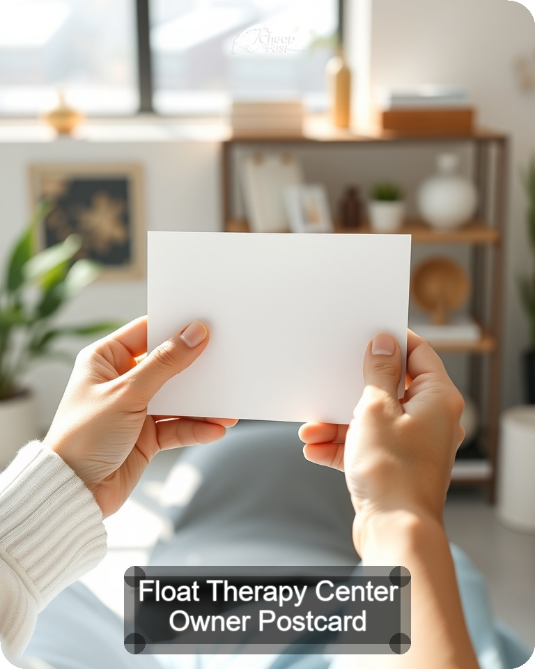Float Therapy Center Owner Postcard Sample 05 · 4.25" x 5.5" design sample