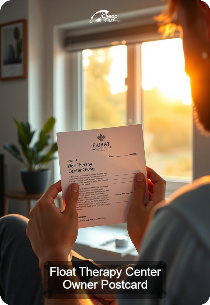 Float Therapy Center Owner Postcard Sample 07 · 4.5" x 6.5" design sample