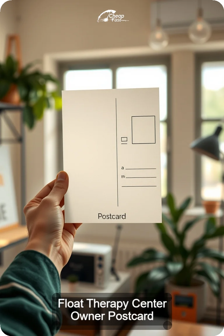 Float Therapy Center Owner Postcard Sample 09 · 4.5" x 11" design sample