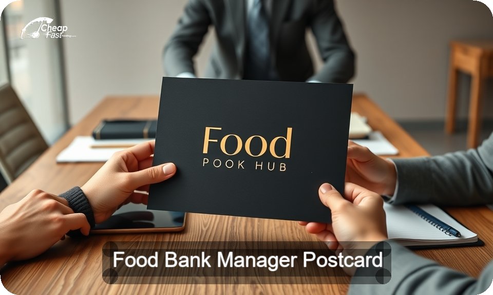 Food Bank Manager Postcard Sample 01 · 4" x 9" design sample