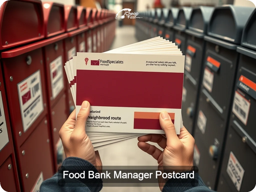 Food Bank Manager Postcard Sample 03 · 6.5" x 9" design sample