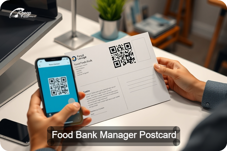 Food Bank Manager Postcard Sample 07 · 6" x 9" design sample