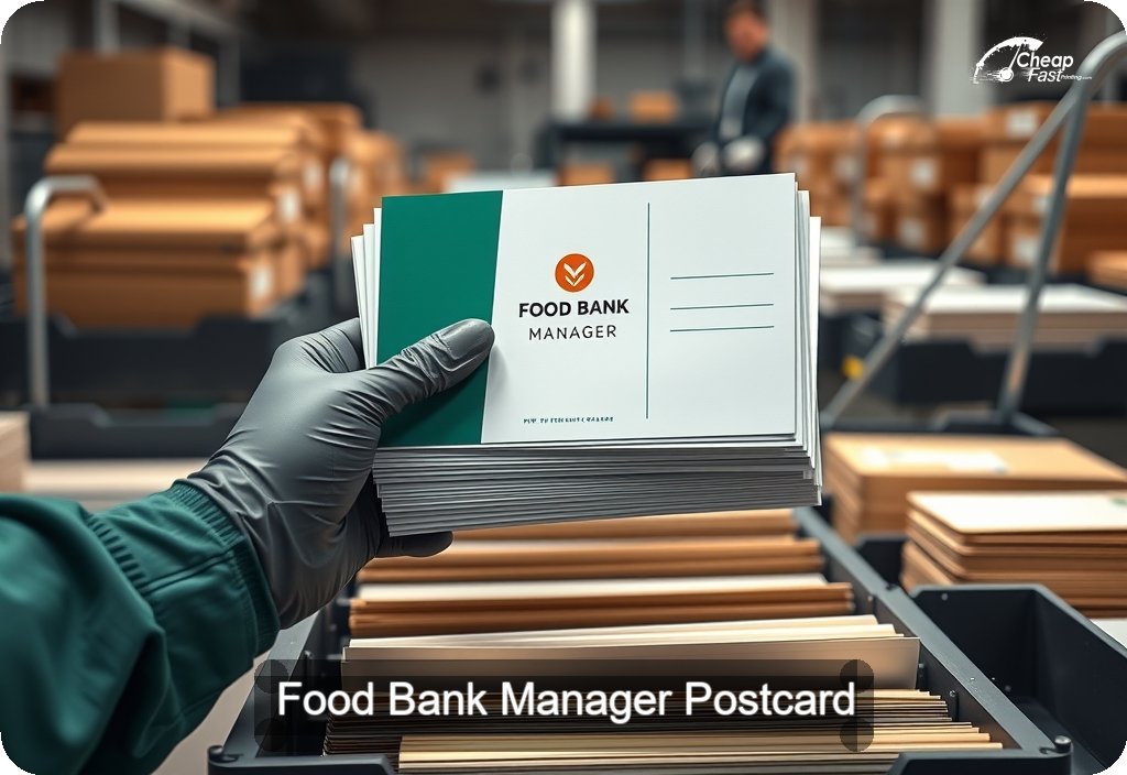 Food Bank Manager Postcard Sample 08 · 6" x 11" design sample
