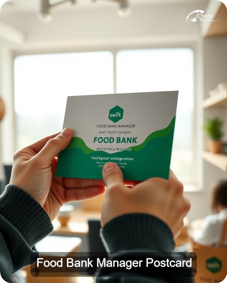Food Bank Manager Postcard Sample 10 · 4.25" x 5.5" design sample