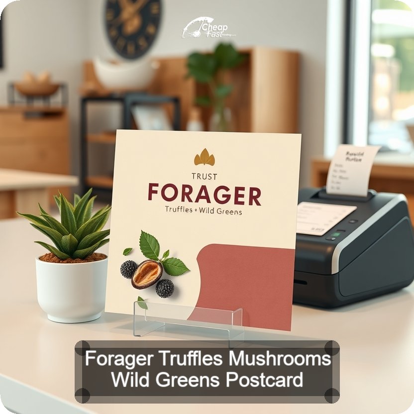 Forager Truffles Mushrooms Wild Greens Postcard Sample 01 · 5" x 5" design sample