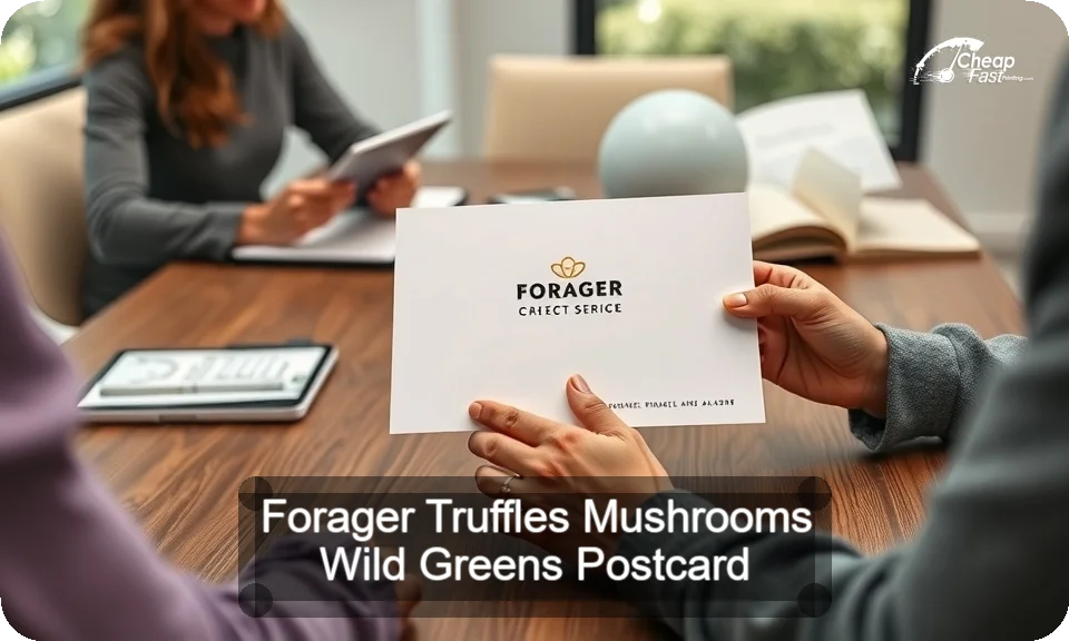Forager Truffles Mushrooms Wild Greens Postcard Sample 03 · 4" x 9" design sample