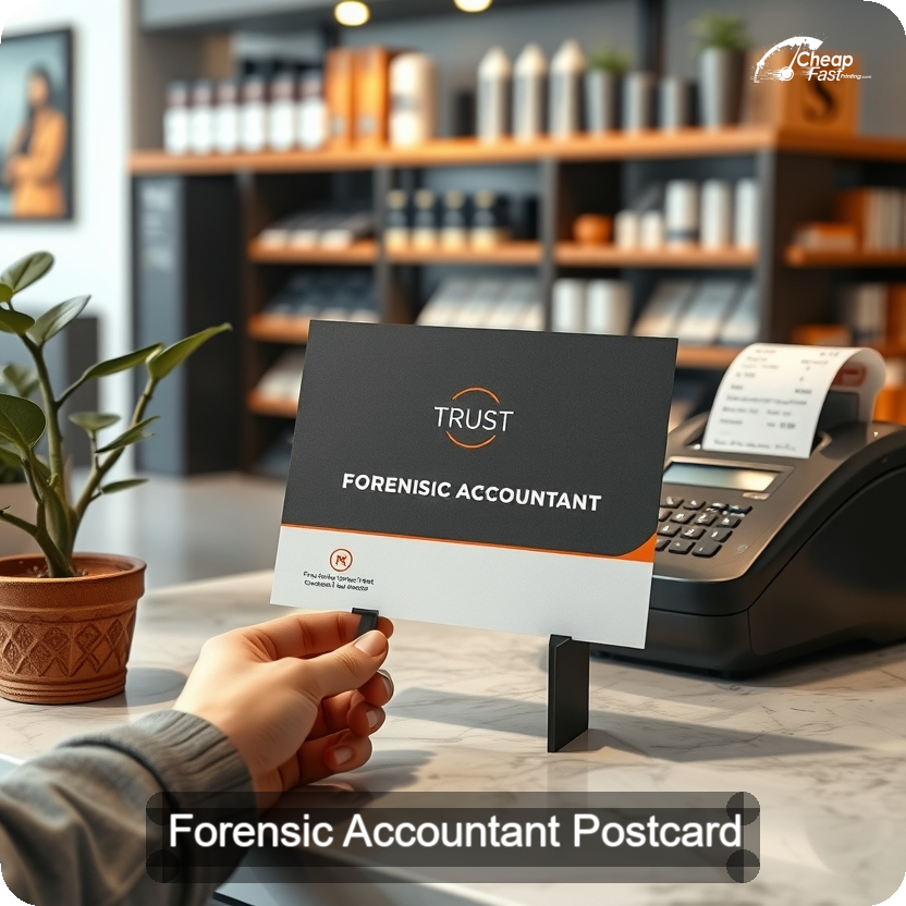 Forensic Accountant Postcard Sample 01 · 5" x 5" design sample