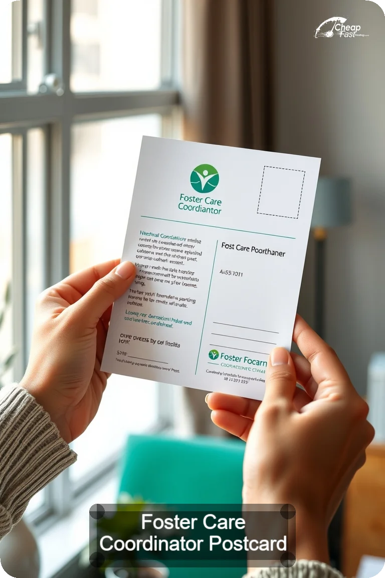 Foster Care Coordinator Postcard Sample 03 · 4.5" x 11" design sample