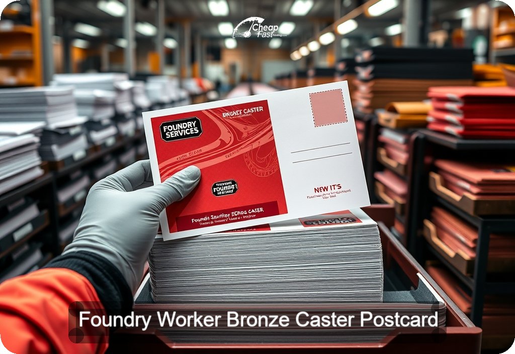 Foundry Worker Bronze Caster Postcard Sample 03 · 6" x 11" design sample