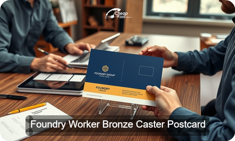 Foundry Worker Bronze Caster Postcard Sample 06 · 4" x 9" design sample