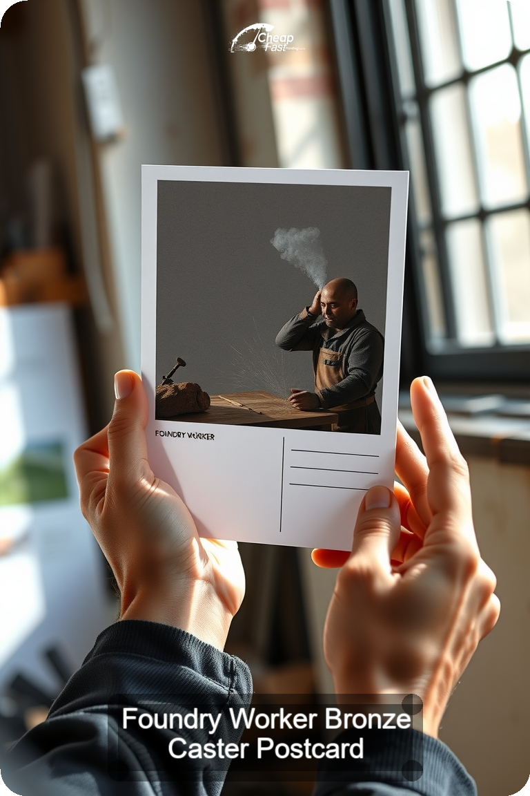 Foundry Worker Bronze Caster Postcard Sample 09 · 4.5" x 11" design sample