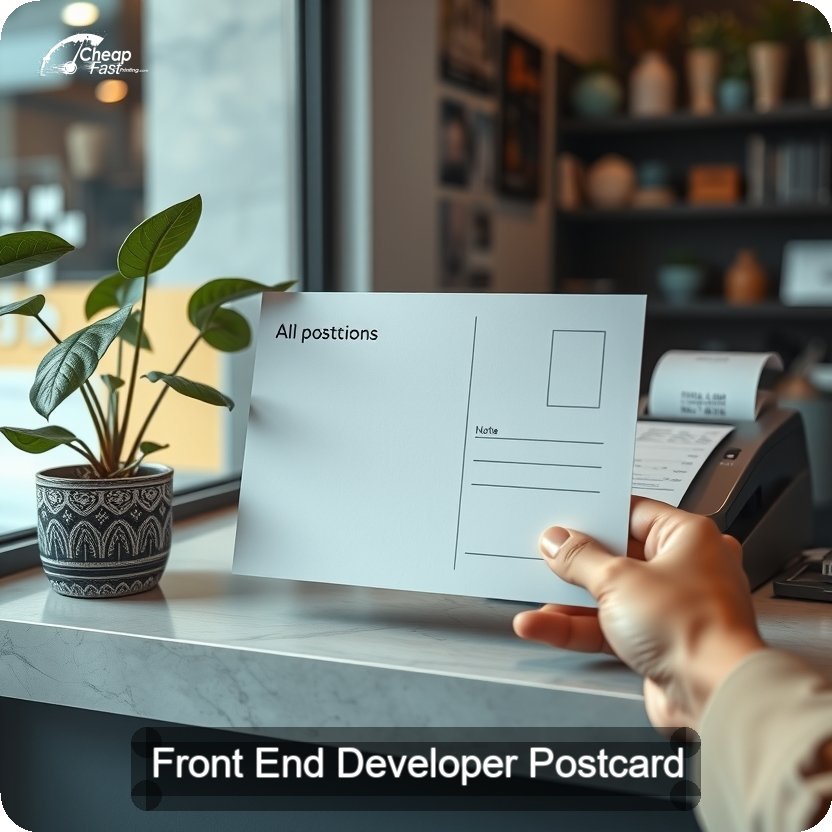 Front End Developer Postcard Sample 08 · 5" x 5" design sample
