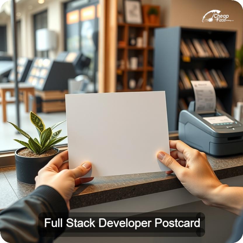 Full Stack Developer Postcard Sample 09 · 5" x 5" design sample