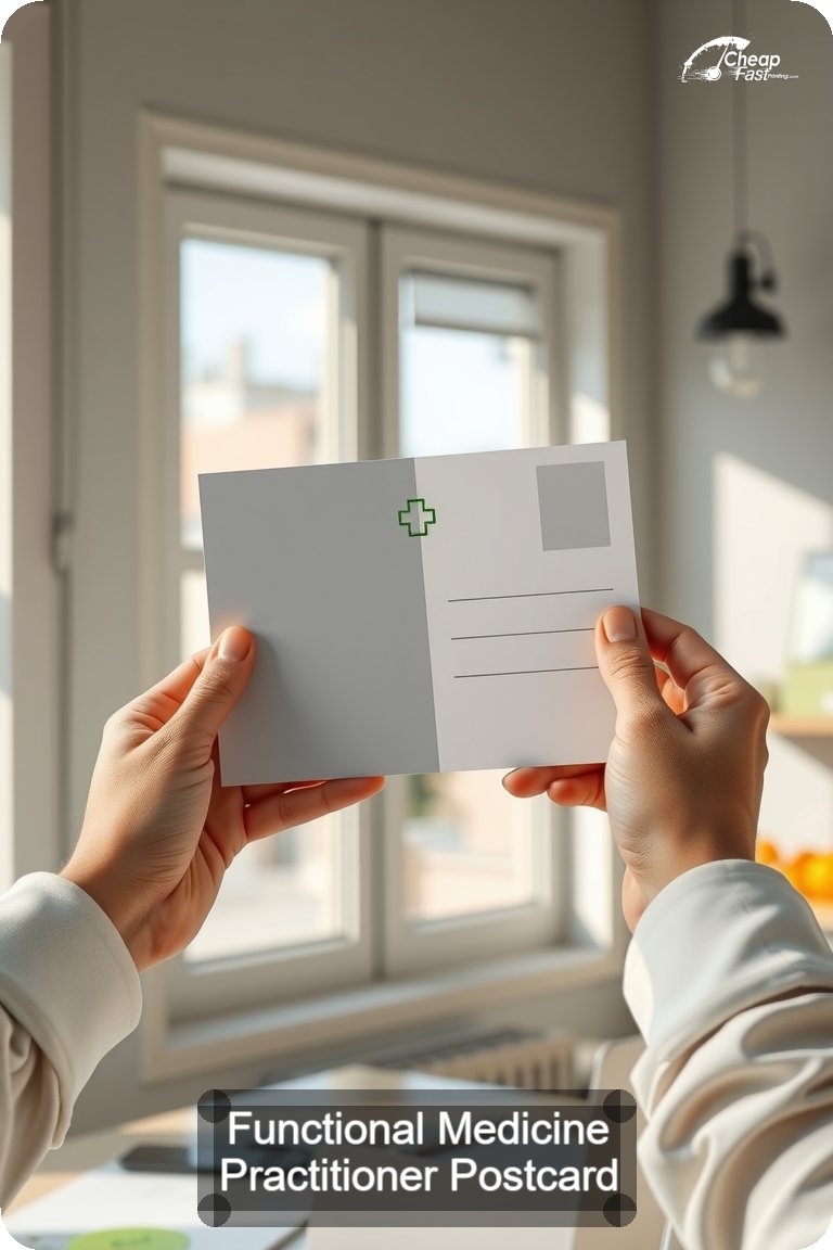 Functional Medicine Practitioner Postcard Sample 02 · 4.5" x 11" design sample