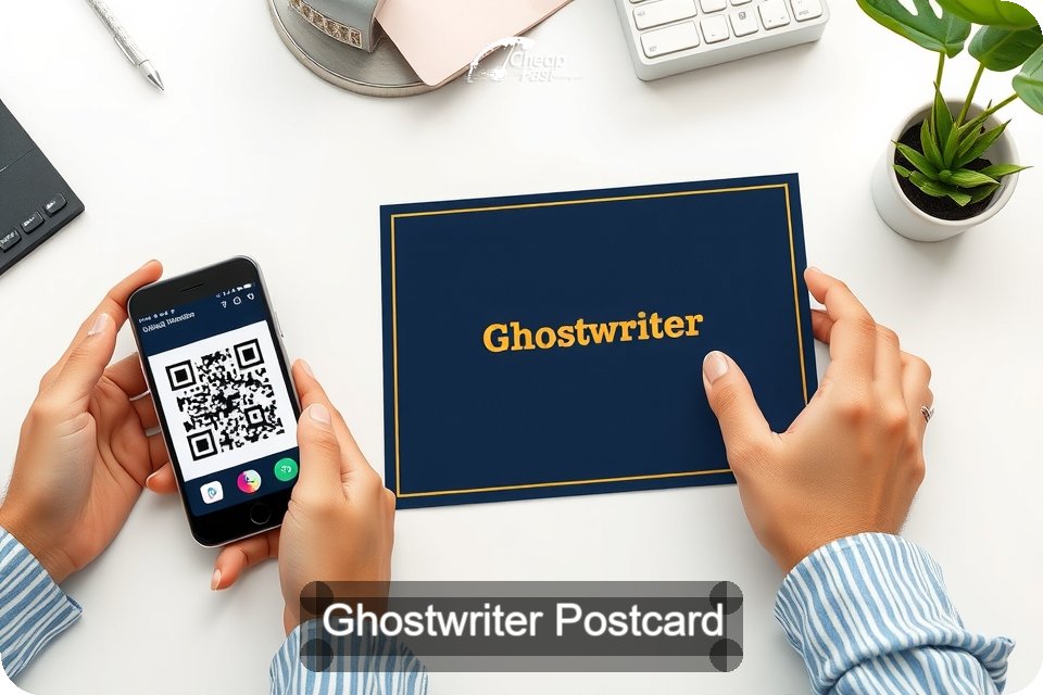Ghostwriter Postcard Sample 01 · 6" x 9" design sample