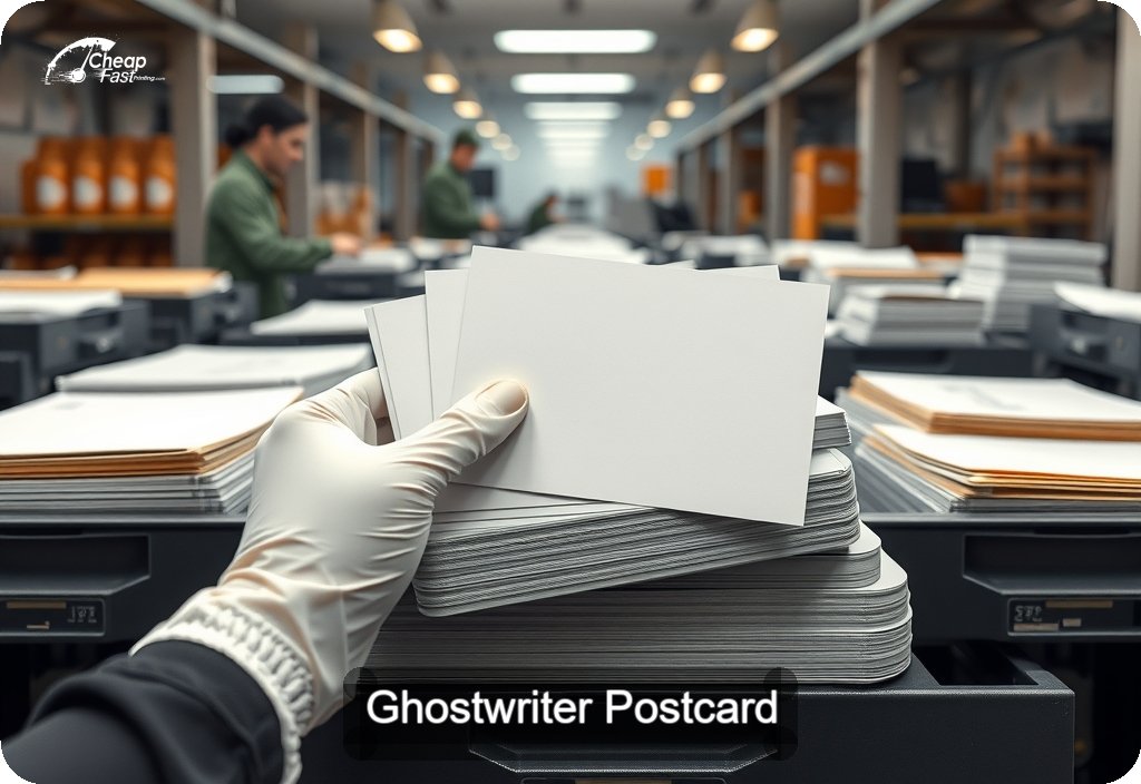 Ghostwriter Postcard Sample 02 · 6" x 11" design sample